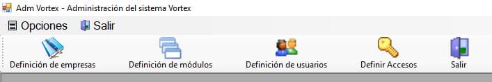 Menú del sistema de accesos